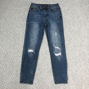 Judy Blue Jeans Womens 28 Blue Distressed Relaxed Fit Denim Stretch Mid Rise Day